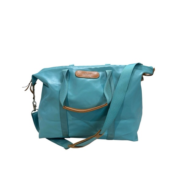 Jon Hart The Weekender Travel Bag Blue Coated Canvas Duffle Tote Luggage - Picture 2 of 11